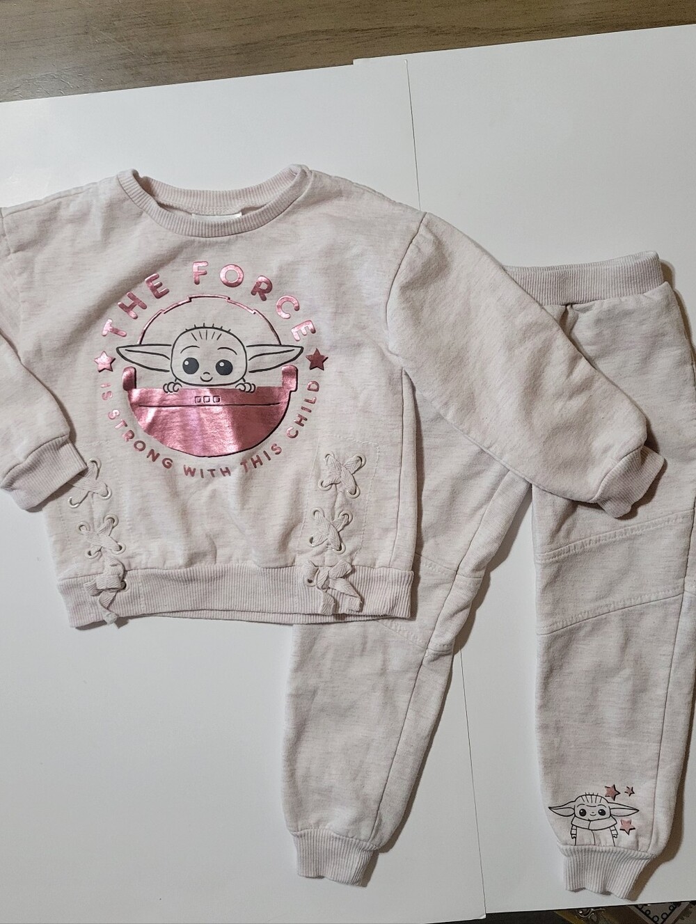 Star Wars Grogu Toddler 2 Piece Outfit Size 4T “The Force Is Strong